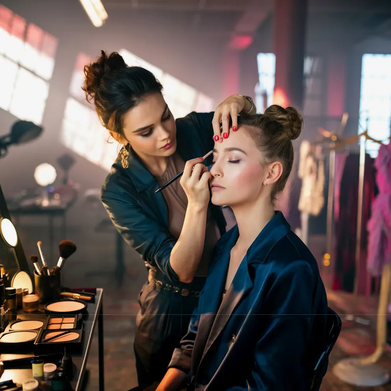 Certified trainer guiding a student through a hands-on makeup session