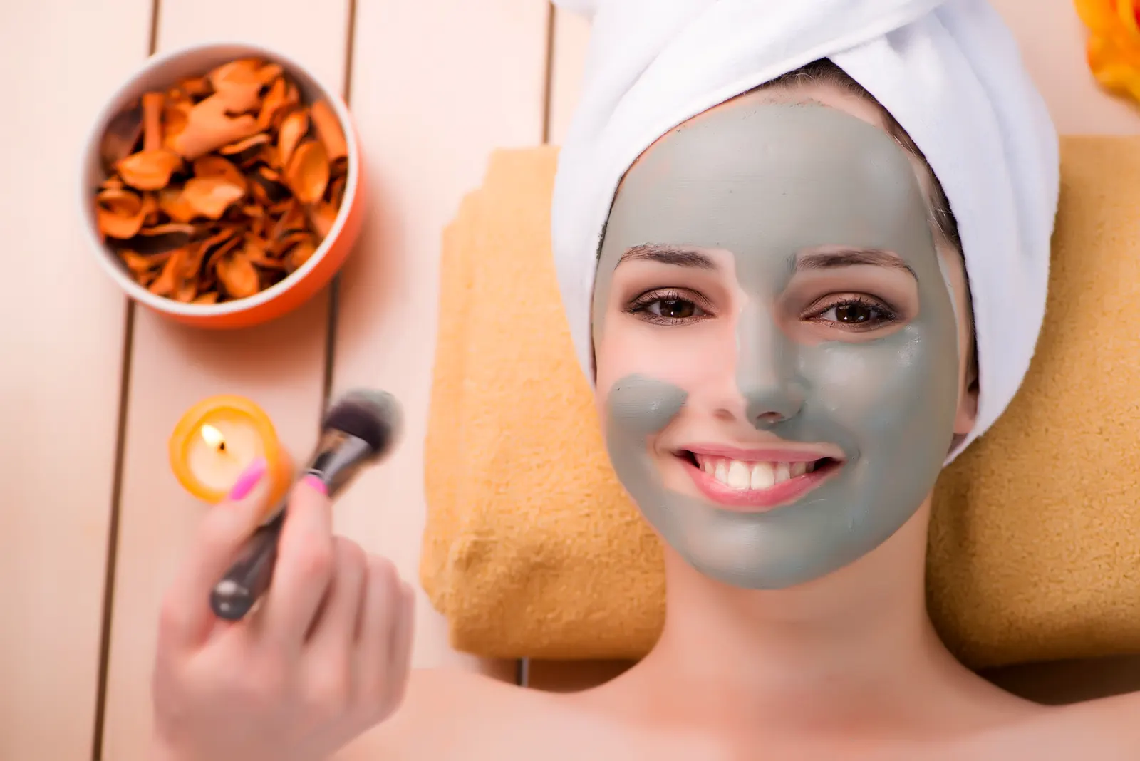 Client relaxing during a professional beauty therapy session